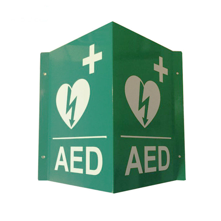 Sinal do AED, sinal dado forma V imprimindo feito sob encomenda da maneira do plástico 3 do PVC do AED dos primeiros socorros