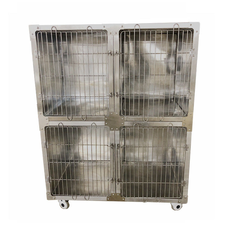 Sturdy Custom Metal Products / Stainless Steel Dog Cage With 4 Caster Wheels