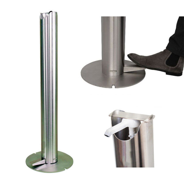 Soporte actuado pedal universal activo redondo del desinfectante del soporte del dispensador de Sanitiser del pedal del pie de tubo del acero inoxidable