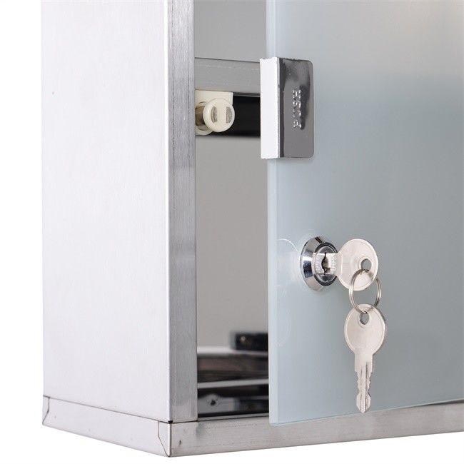 Armário de medicina fixado na parede de aço inoxidável Lockable dos primeiros socorros com 2 prateleiras e a porta de vidro