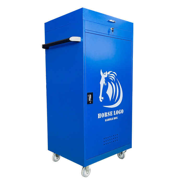 Steel Blue White Saddle Box Tack Locker For Horse Equipment Storage