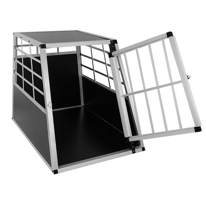 Lockable MDF Heavy Duty Aluminum Dog Travel Box For Large Dog Car Transport Cage