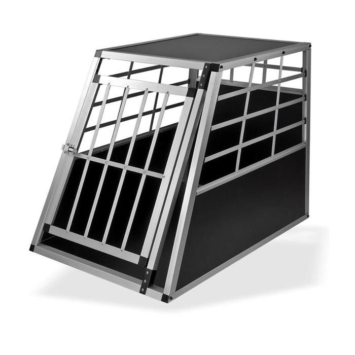 Lockable MDF Heavy Duty Aluminum Dog Travel Box For Large Dog Car Transport Cage